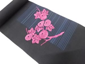 アンティーク　万寿菊に紅葉模様織り出し　名古屋帯地反物